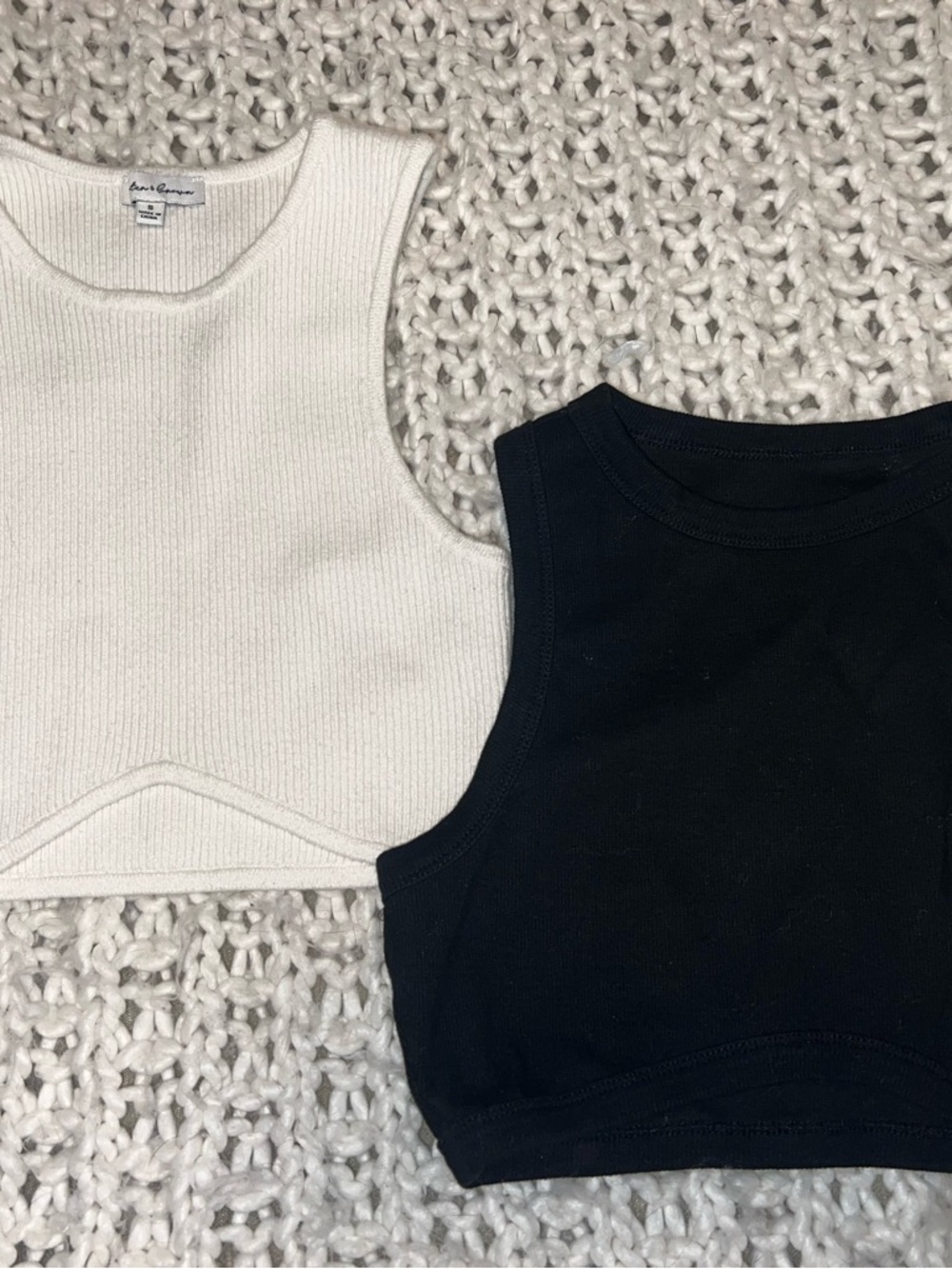 Cropped Ribbed Tank Top - Black & Cream (2-Pack)